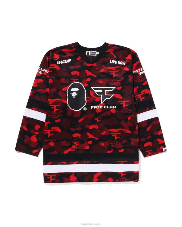 אדום בהיר644LV262 גברים חולצת הוקי של bape x faze שבט