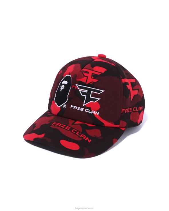 אדום בהיר644LV470 גברים כובע הצמד לאחור של bape x faze שבט