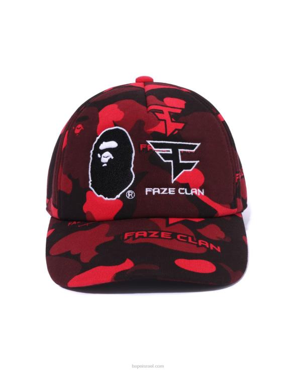אדום בהיר644LV470 גברים כובע הצמד לאחור של bape x faze שבט