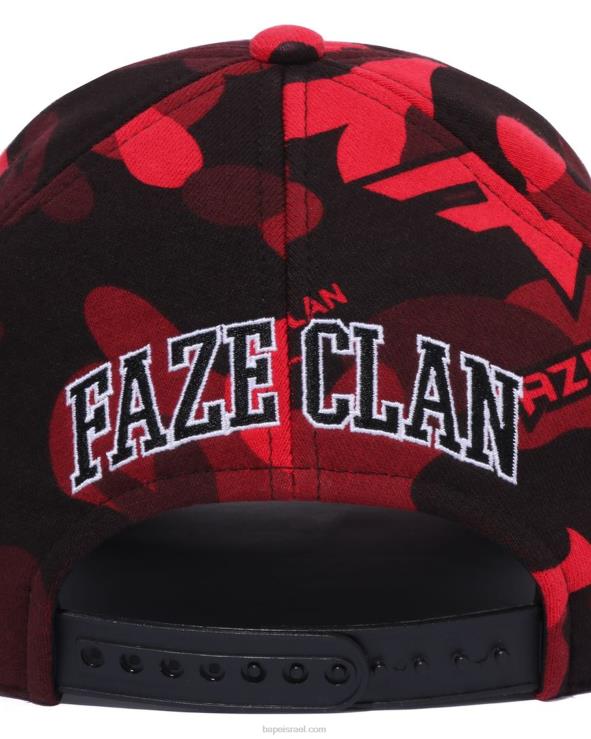 אדום בהיר644LV470 גברים כובע הצמד לאחור של bape x faze שבט