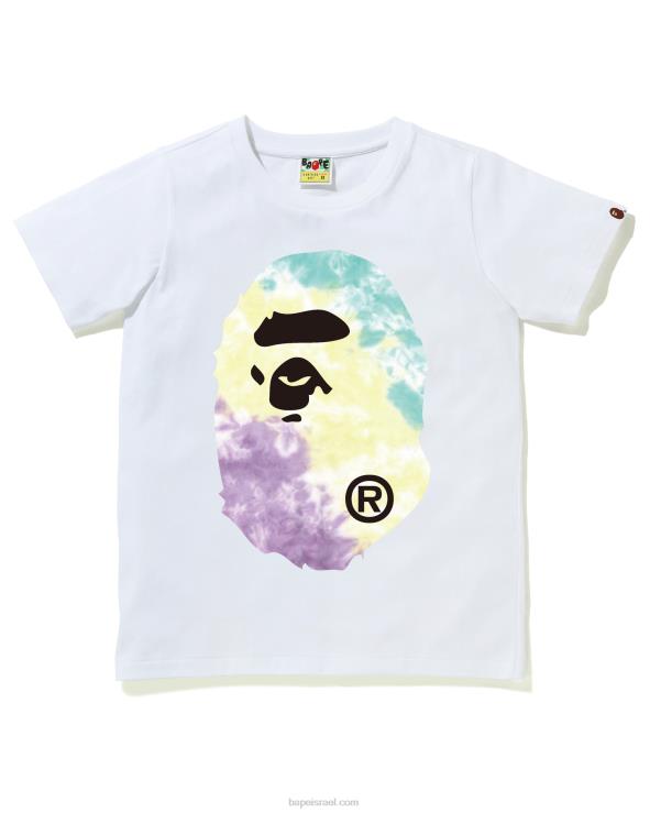 לבן A Bathing Ape 644LV1000 נשים tie-dye ראש גדול טי