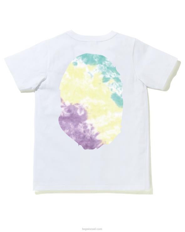 לבן A Bathing Ape 644LV1000 נשים tie-dye ראש גדול טי