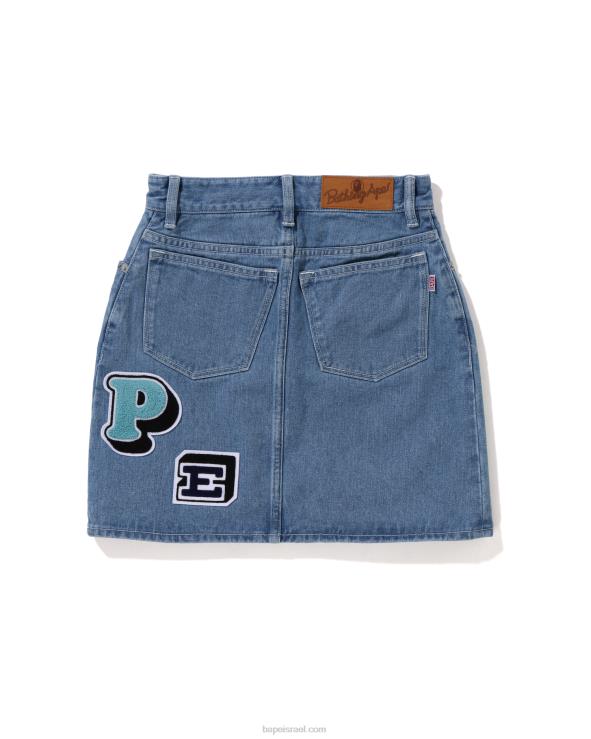דֵנִים A Bathing Ape 644LV1005 נשים חצאית מיני ג'ינס עם מספר גופנים