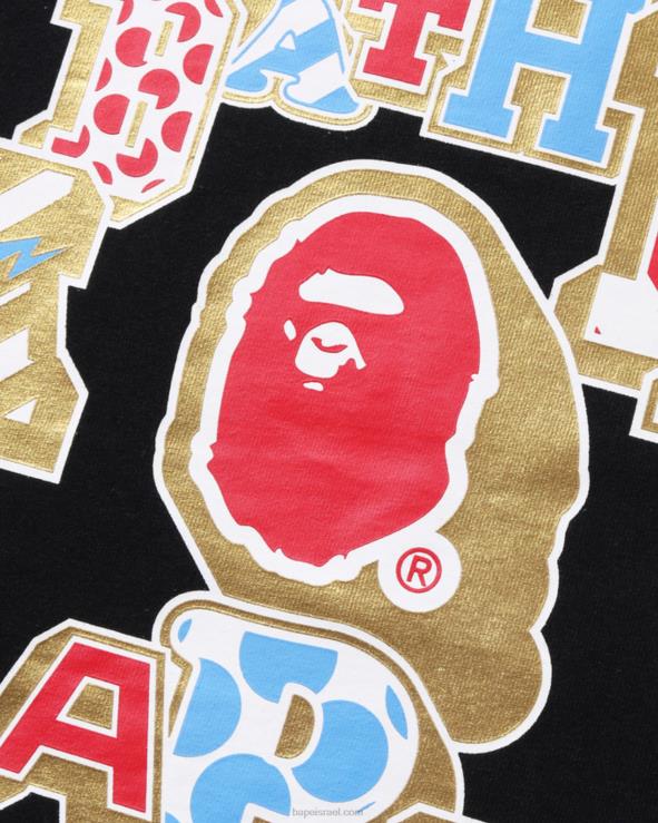 שָׁחוֹר A Bathing Ape 644LV1008 נשים מיקס טלאי קולג' טי