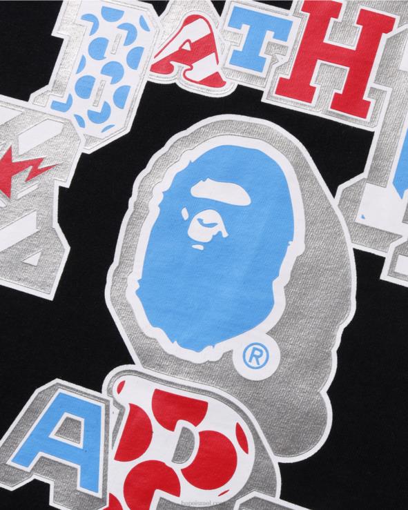 שָׁחוֹר A Bathing Ape 644LV1009 נשים מיקס טלאי קולג' טי