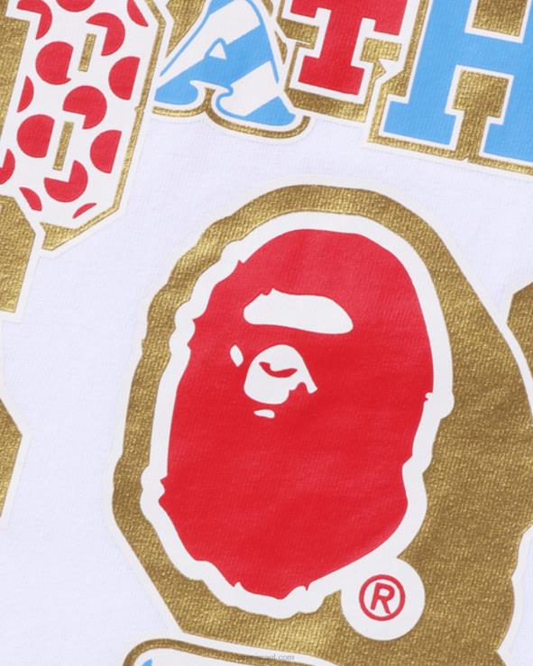 לבן A Bathing Ape 644LV1010 נשים מיקס טלאי קולג' טי
