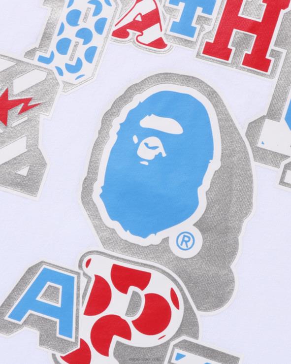 לבן A Bathing Ape 644LV1011 נשים מיקס טלאי קולג' טי
