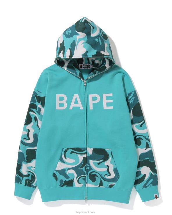 מנטה A Bathing Ape 644LV1012 נשים קפוצ'ון אוברסייז עם רוכסן מלא משיש