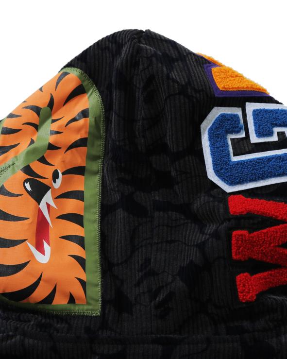 כחול כהה A Bathing Ape 644LV1025 נשים ג'קט קפוצ'ון עם רוכסן מלא כריש קמו מוצק