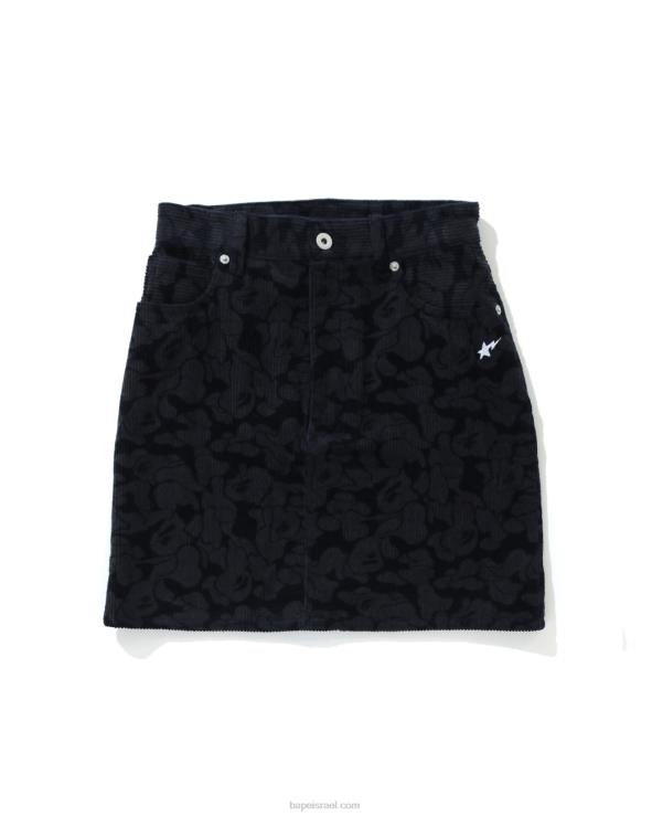 כחול כהה A Bathing Ape 644LV1026 נשים חצאית קמו קורדרוי מוצקה