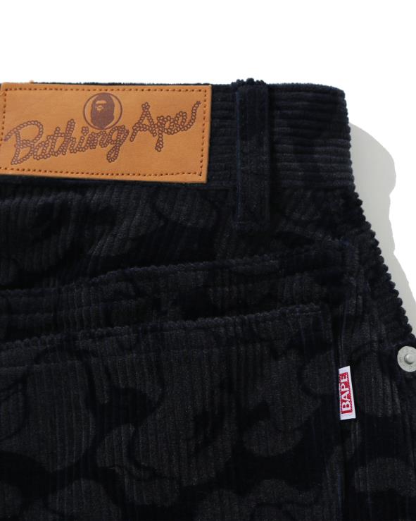 כחול כהה A Bathing Ape 644LV1026 נשים חצאית קמו קורדרוי מוצקה