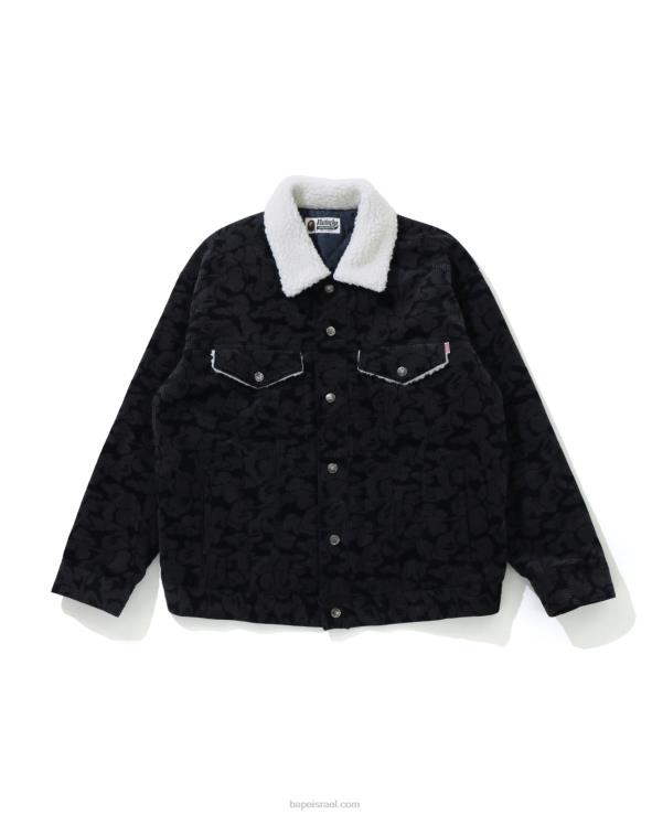 כחול כהה A Bathing Ape 644LV1027 נשים ז'קט אוברסייז קמו קורדרוי מוצק