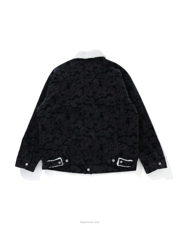 כחול כהה A Bathing Ape 644LV1027 נשים ז'קט אוברסייז קמו קורדרוי מוצק
