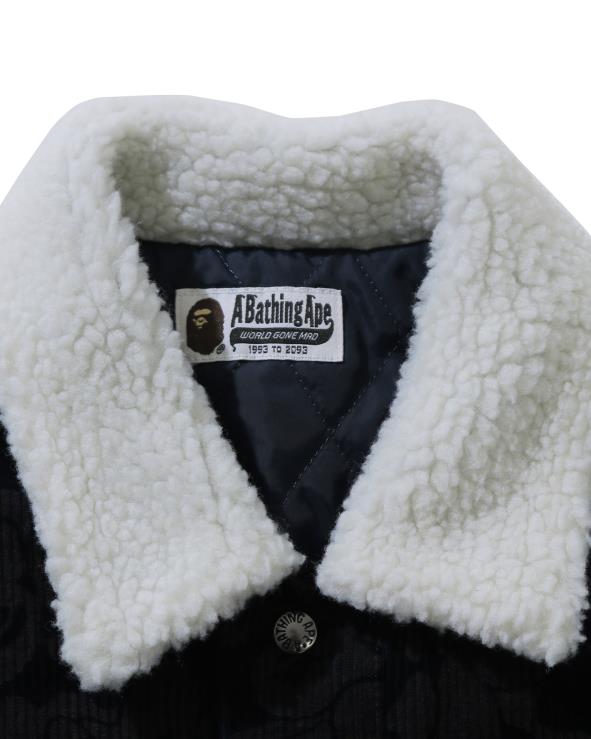 כחול כהה A Bathing Ape 644LV1027 נשים ז'קט אוברסייז קמו קורדרוי מוצק