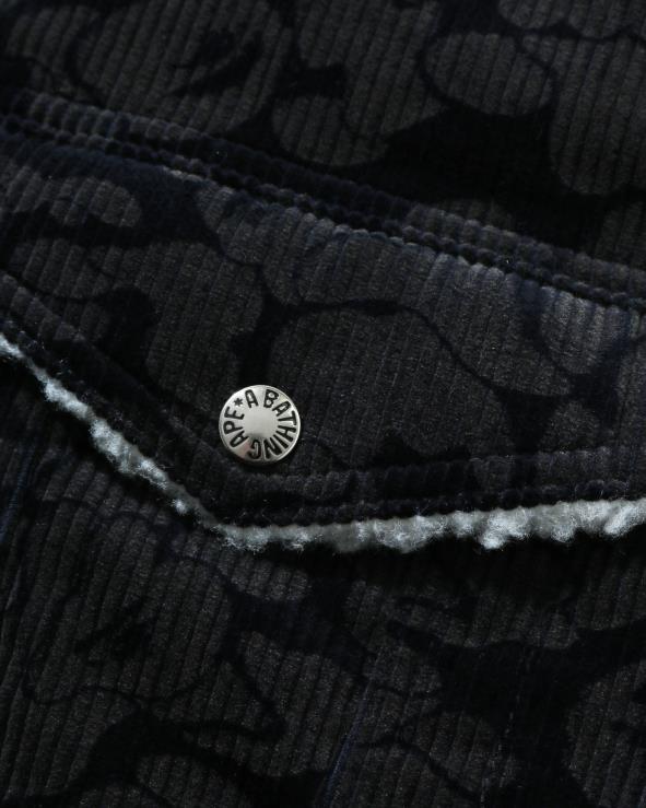 כחול כהה A Bathing Ape 644LV1027 נשים ז'קט אוברסייז קמו קורדרוי מוצק