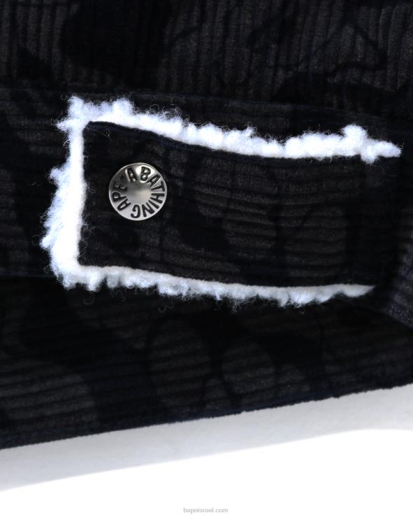 כחול כהה A Bathing Ape 644LV1027 נשים ז'קט אוברסייז קמו קורדרוי מוצק