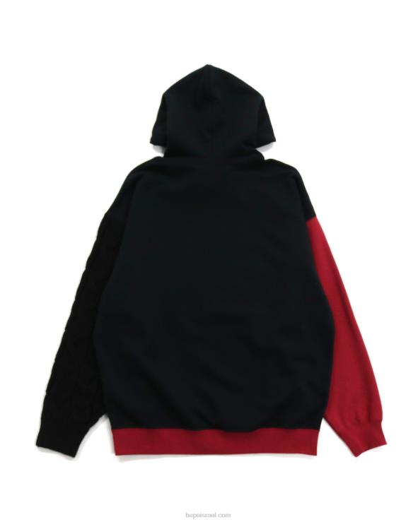 שָׁחוֹר A Bathing Ape 644LV1030 נשים שרוול סרוג כבל עגינה סוודר גדול מדי