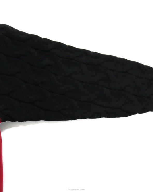 שָׁחוֹר A Bathing Ape 644LV1030 נשים שרוול סרוג כבל עגינה סוודר גדול מדי