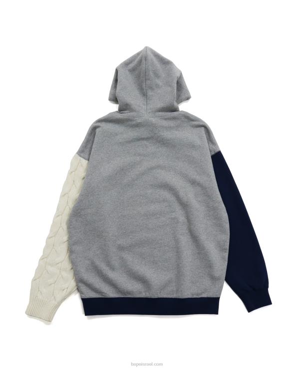 אפור A Bathing Ape 644LV1031 נשים שרוול סרוג כבל עגינה סוודר גדול מדי