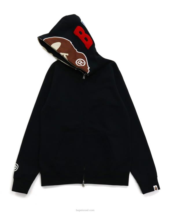 שָׁחוֹר A Bathing Ape 644LV1036 נשים קפוצ'ון שני עם רוכסן מלא