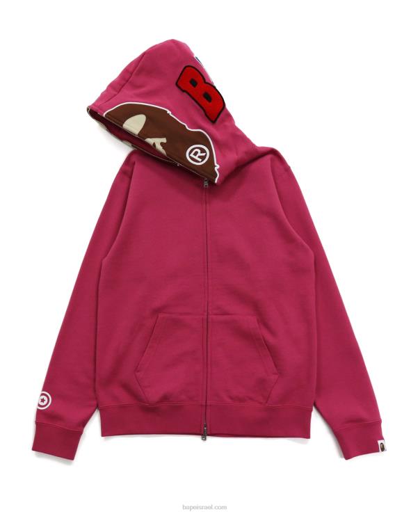 ורד קרמין A Bathing Ape 644LV1037 נשים קפוצ'ון שני עם רוכסן מלא