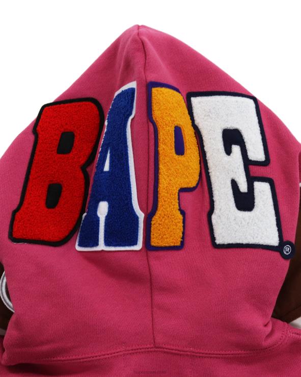 ורד קרמין A Bathing Ape 644LV1037 נשים קפוצ'ון שני עם רוכסן מלא