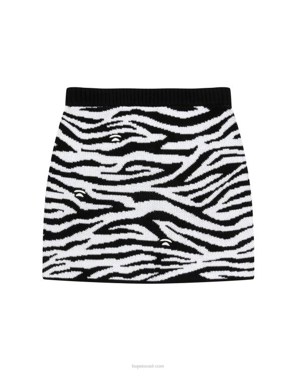 שָׁחוֹר A Bathing Ape 644LV1038 נשים חצאית סריגה בדוגמת זברה