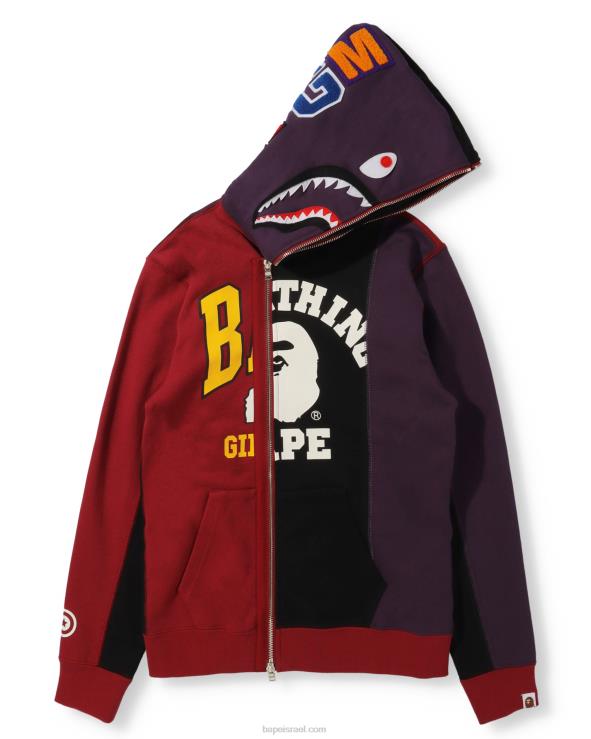 שָׁחוֹר A Bathing Ape 644LV1039 נשים קפוצ'ון כריש עגינה עם רוכסן מלא
