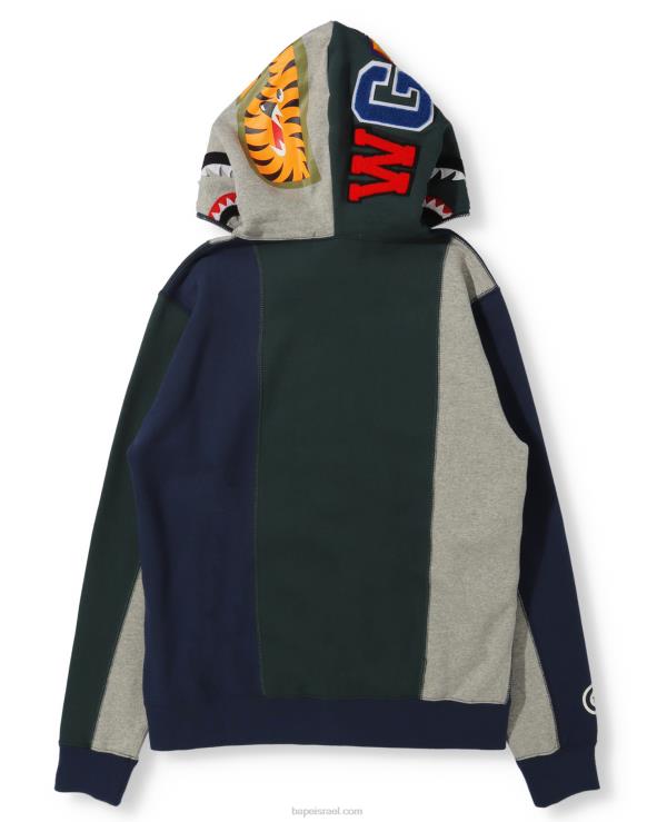 אפור A Bathing Ape 644LV1040 נשים קפוצ'ון כריש עגינה עם רוכסן מלא