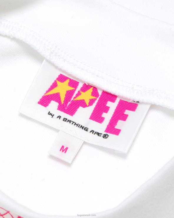 לבן A Bathing Ape 644LV1050 נשים חלק עליון צוואר צב קצוץ
