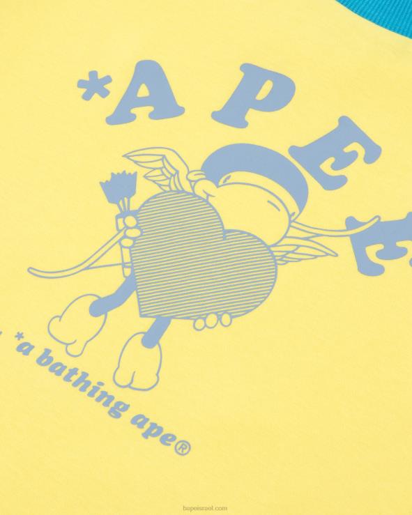 כְּחוֹל A Bathing Ape 644LV1052 נשים טי ראגלן גרפי עם שרוול ארוך