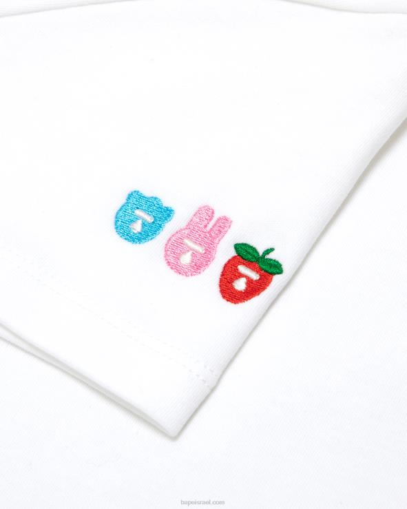 לבן A Bathing Ape 644LV1058 נשים חולצה דקה מודפסת לוגו