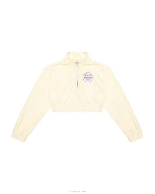 לבן A Bathing Ape 644LV1061 נשים סוודר קצוץ רוכסן