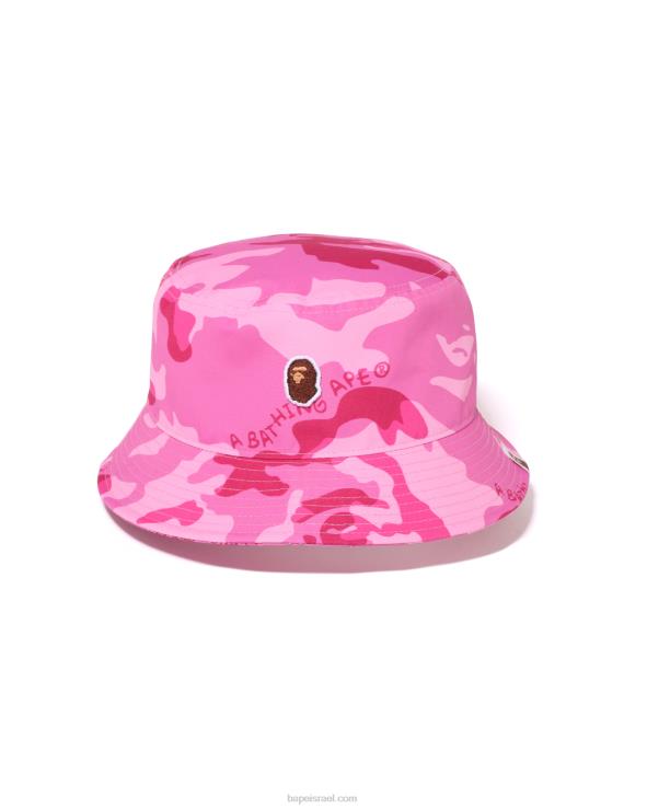 ורד קרמין A Bathing Ape 644LV1068 נשים כובע דלי קאמו מיוער