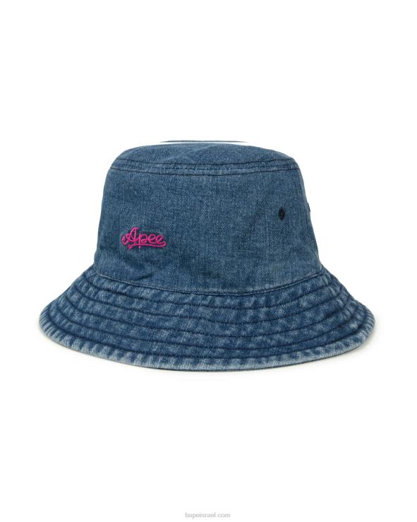 דֵנִים A Bathing Ape 644LV1084 נשים כובע דלי ג'ינס