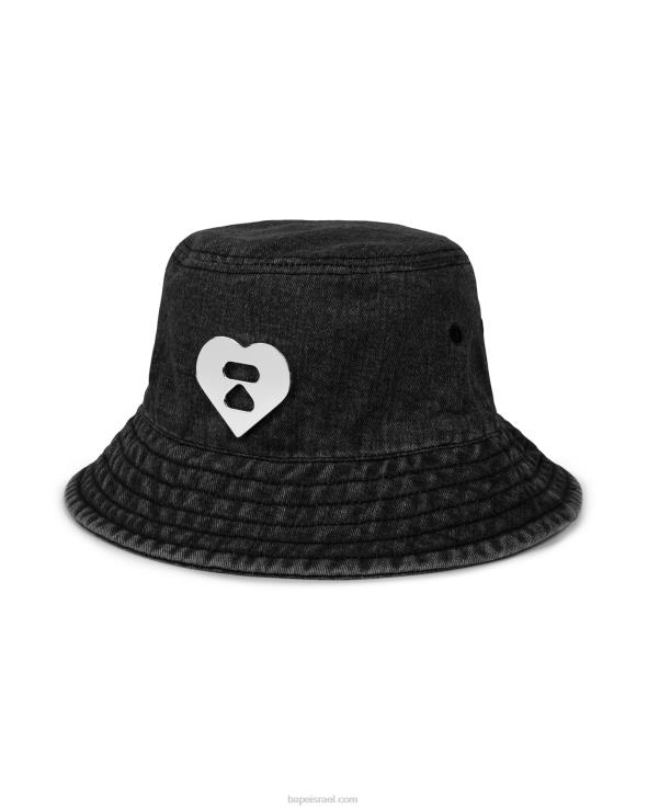 שָׁחוֹר A Bathing Ape 644LV1086 נשים כובע דלי ג'ינס