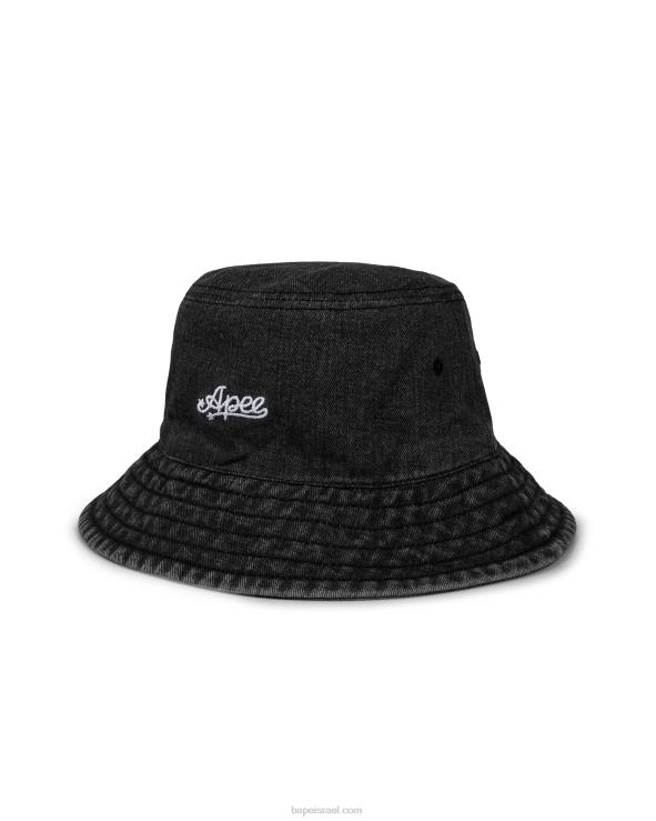 שָׁחוֹר A Bathing Ape 644LV1086 נשים כובע דלי ג'ינס