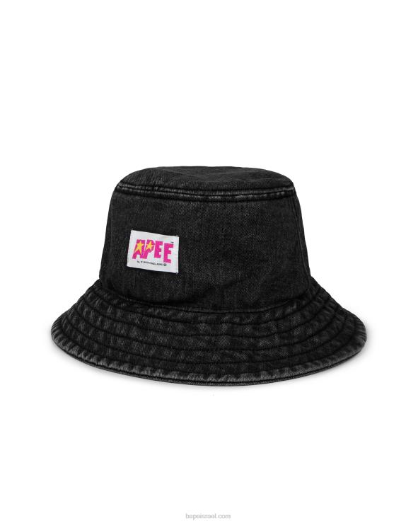 שָׁחוֹר A Bathing Ape 644LV1086 נשים כובע דלי ג'ינס
