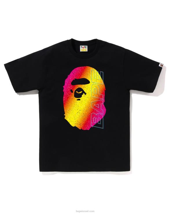 שָׁחוֹר A Bathing Ape 644LV11 גברים טי אלקטרו ניאון