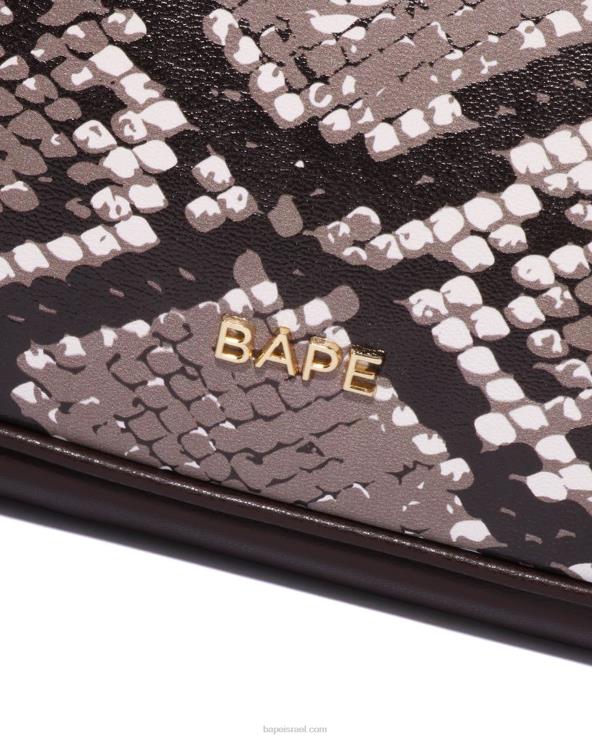 בז' A Bathing Ape 644LV1108 נשים תיק יד בדוגמת נחש