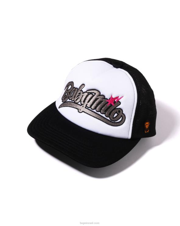 שָׁחוֹר A Bathing Ape 644LV1141 נשים כובע רשת רקמת baby milo