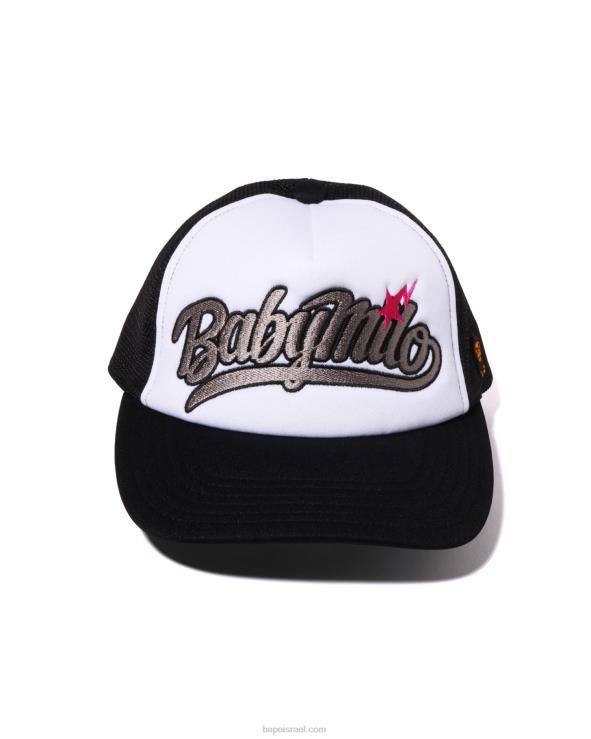שָׁחוֹר A Bathing Ape 644LV1141 נשים כובע רשת רקמת baby milo