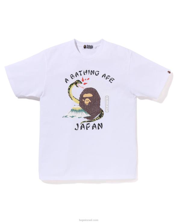 לבן A Bathing Ape 644LV115 גברים טי תרבות יפנית