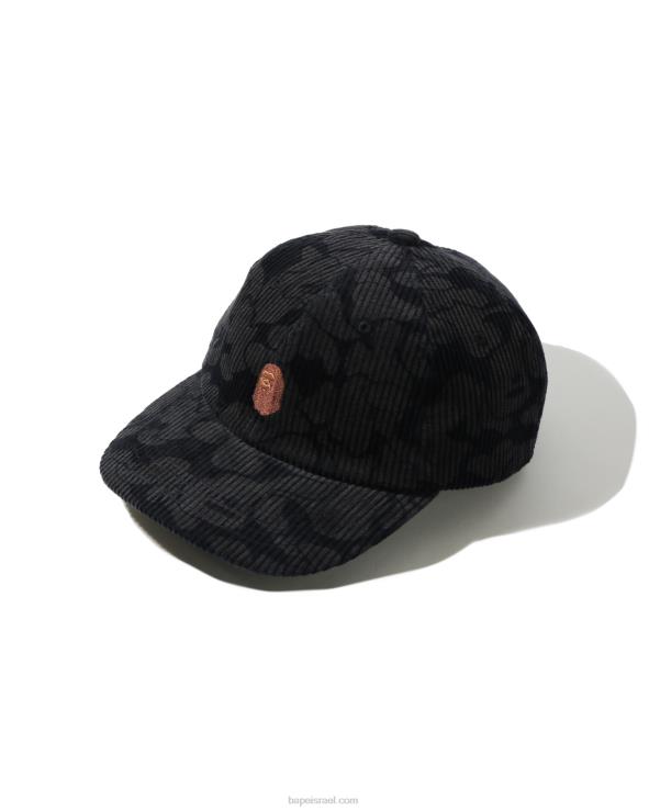 כחול כהה A Bathing Ape 644LV1154 נשים כובע פאנל קמו קורדרוי מוצק