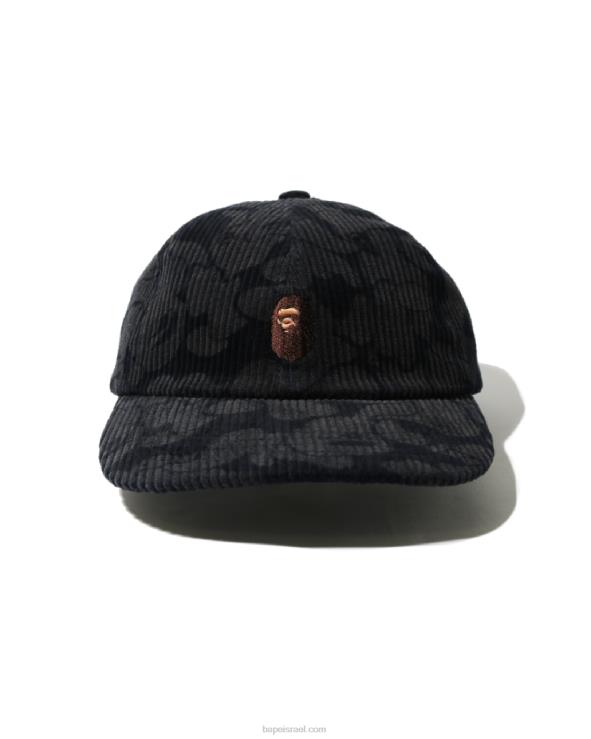 כחול כהה A Bathing Ape 644LV1154 נשים כובע פאנל קמו קורדרוי מוצק