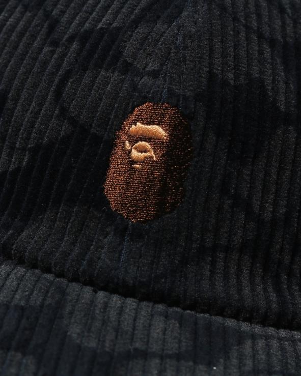 כחול כהה A Bathing Ape 644LV1154 נשים כובע פאנל קמו קורדרוי מוצק