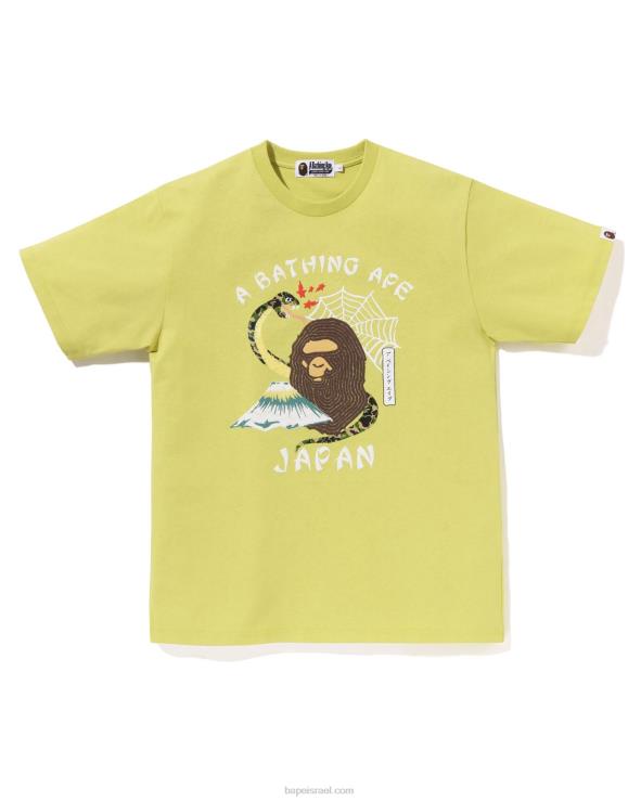 צהוב פסטל A Bathing Ape 644LV116 גברים טי תרבות יפנית