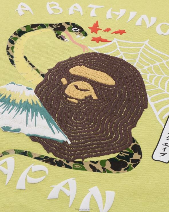 צהוב פסטל A Bathing Ape 644LV116 גברים טי תרבות יפנית