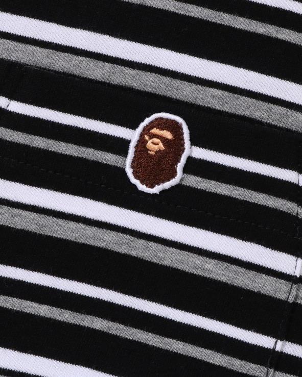 שָׁחוֹר A Bathing Ape 644LV118 גברים חישוק נקודה אחת רגועה טי