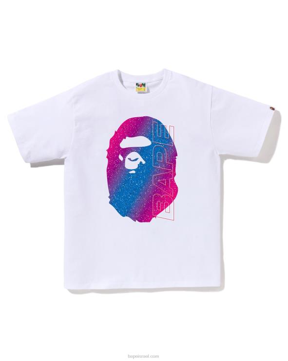 לבן A Bathing Ape 644LV12 גברים טי אלקטרו ניאון